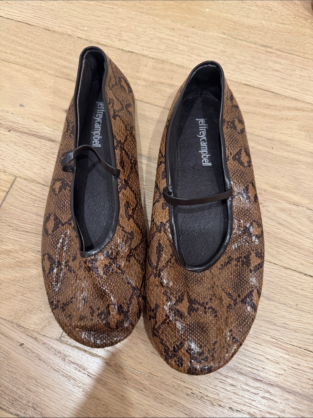 Jeffrey Campbell Brown Snake-Print Flats